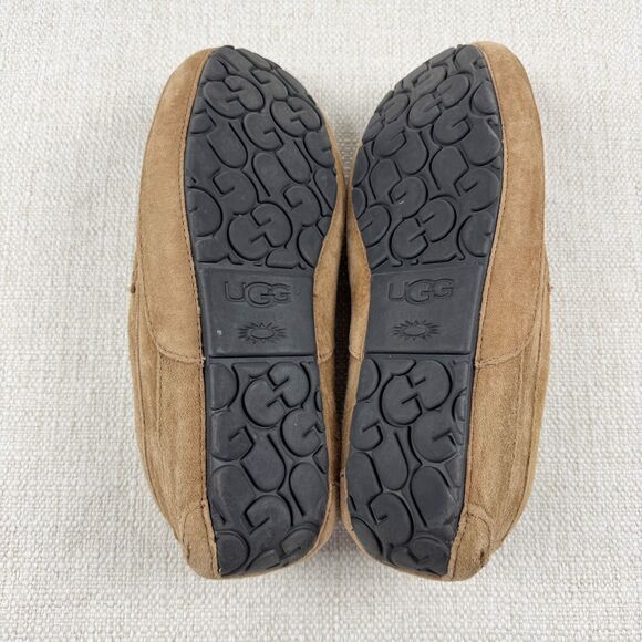 UGG Ascot Slippers Men\'s Tan Suede Leather Sheepskin Lined Moccasin Shoes main image 12